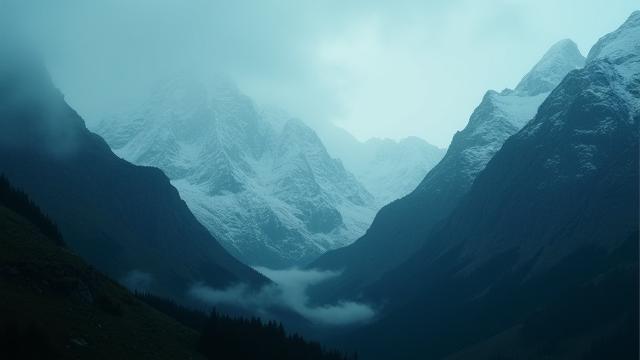 Filmszene aus 'Echo der Alpen' mit Berglandschaft